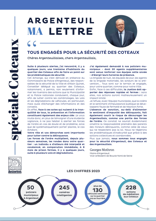 Tous engagés pour la sécurité des Coteaux Site de la ville d’Argenteuil